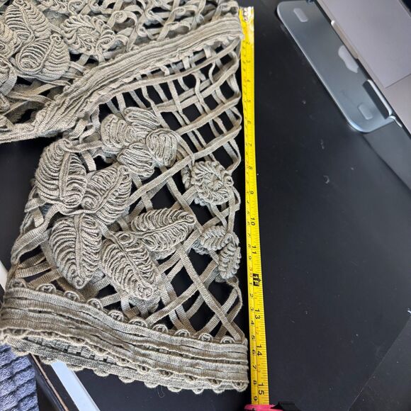 Chico’s Crochet Lace Top Women’s 2 L/XL Olive Green Cotton Boho Overlay Blouse - Picture 13 of 13